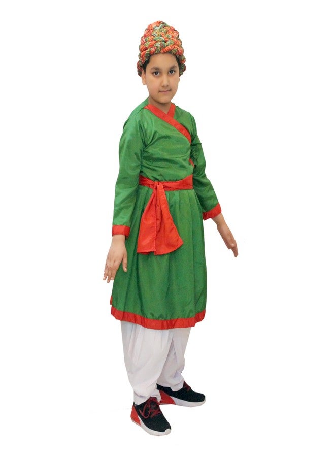 كاكو فانسي دريسيس زيّ رقص شعبي هندي تقليدي من كاكو فانسي راجستاني، يتكون من أنغارخا مع دهوتي وباغادي، باللون الأخضر، مناسب للأولاد من عمر 3-4 سنوات. - Image 2